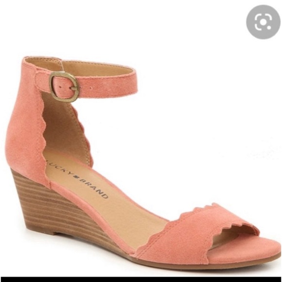 Lucky Brand Shoes - Host Pick! Lucky Brand Kavelli Espadrille Wedge Sandals Pink Suede Size 8.5